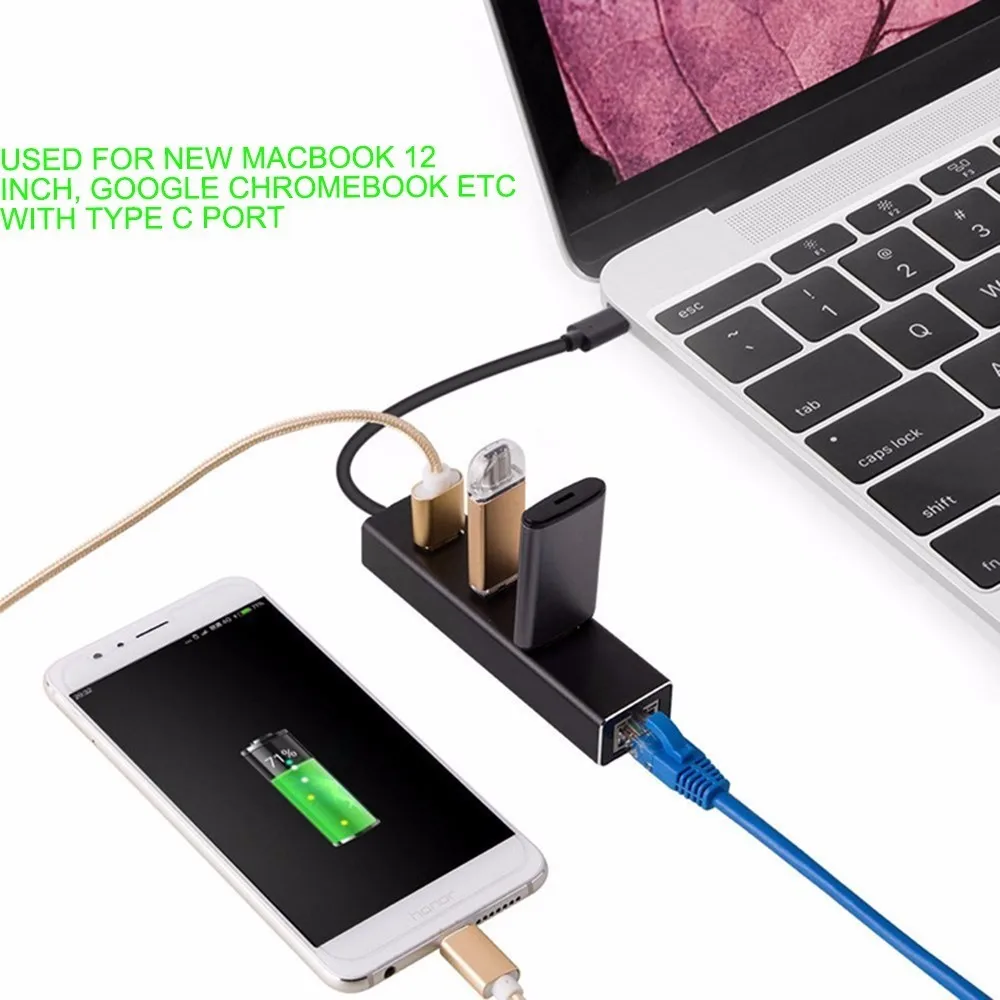 Chyi USB c 3.1 Тип C to Gigabit Adapter серии 3 Порты и разъёмы 3.0 Алюминий концентратор с адаптер