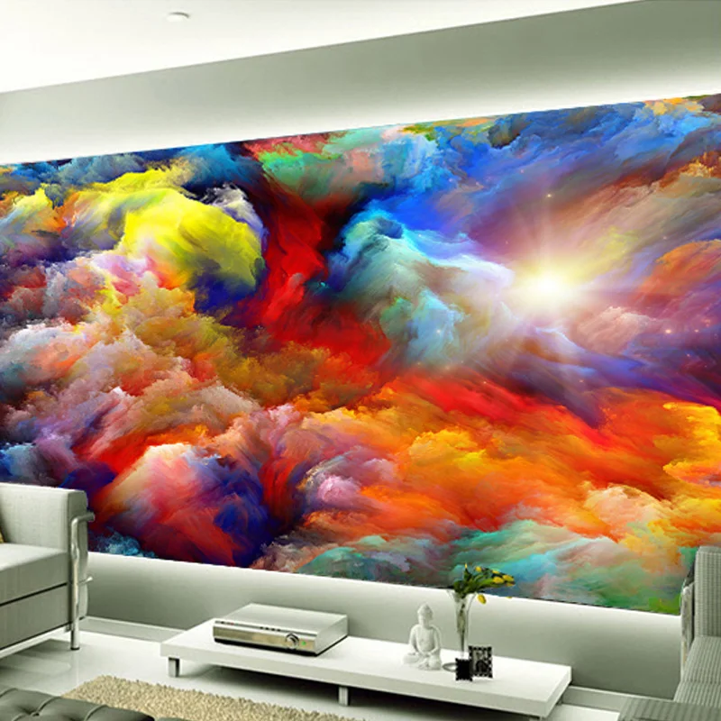 

High Quality Custom Wall Mural 3D Color Clouds Abstract Art Living Room Background Photo Wallpaper Home Decor Papel De Parede