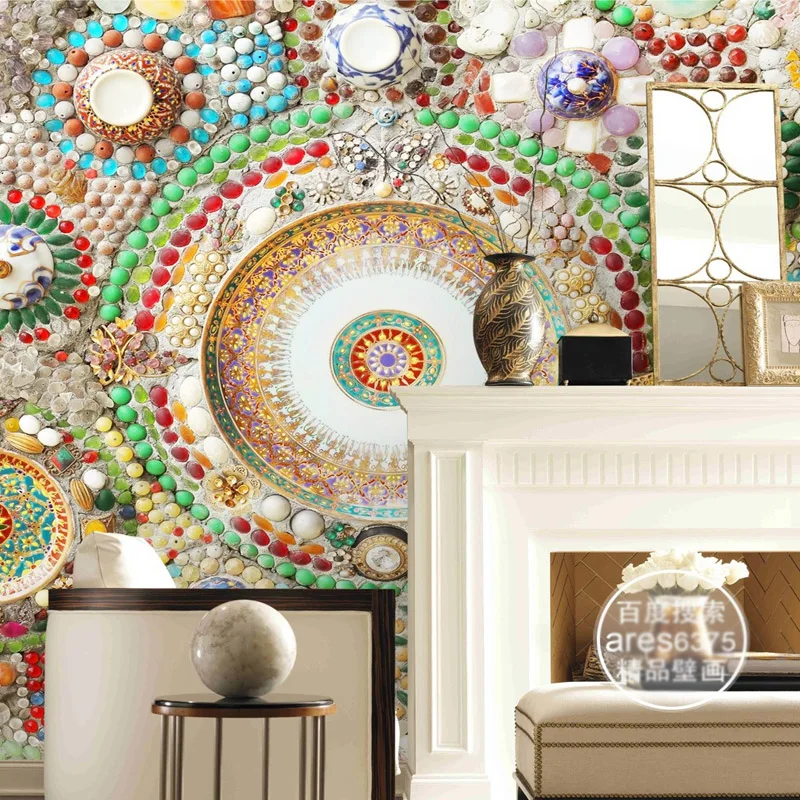 

Bohemian Wallpaper 3D Wall Mural Bedroom Jade Mosaic Wallpaper Hotel Room decor Ceiling wall covering Modern Home decoration
