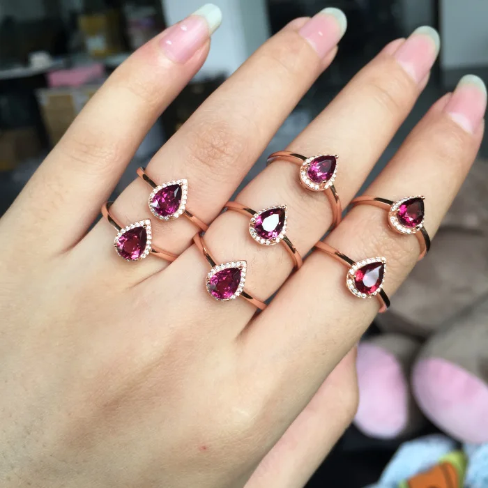 

Женское кольцо с гранатом MeiBaPJ, Трендовое кольцо с натуральным красным камнем из серебра 925 пробы, очаровательные ювелирные украшения