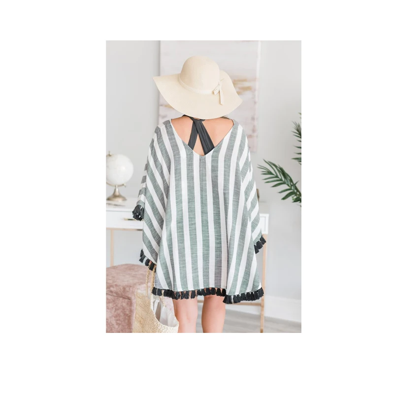 Летние женские полосатые бикини с кисточками пляжная одежда топы для купания