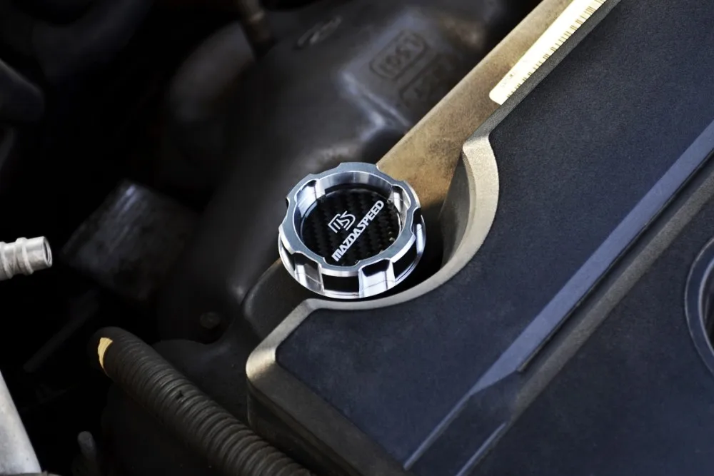 Углеродное волокно Серебряный Логотип Алюминий моторное масло Кепки для MAZDASPEED MAZDA 2 3 Axela MAZDA 6 Atenza Mazda 5 CX-5 CX-7 MX-5