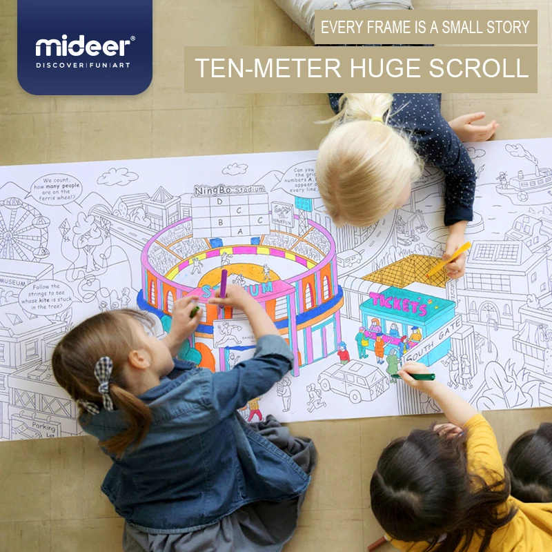 MiDeer 10 метров свиток город джунгли детская тема Настенная картина бумага для раскрашивания Детские граффити Трассировка Рисование игрушки 3Y