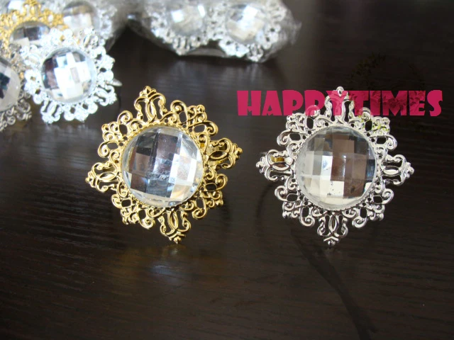 Золотое кольцо с прозрачным камнем для салфеток кристальным бриллиантом акрил