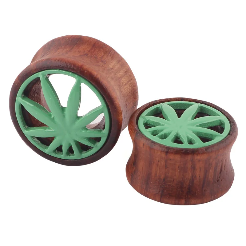 Экспандер для ушей в стиле панк хип хоп рок прозрачный акриловый зеленый лист с