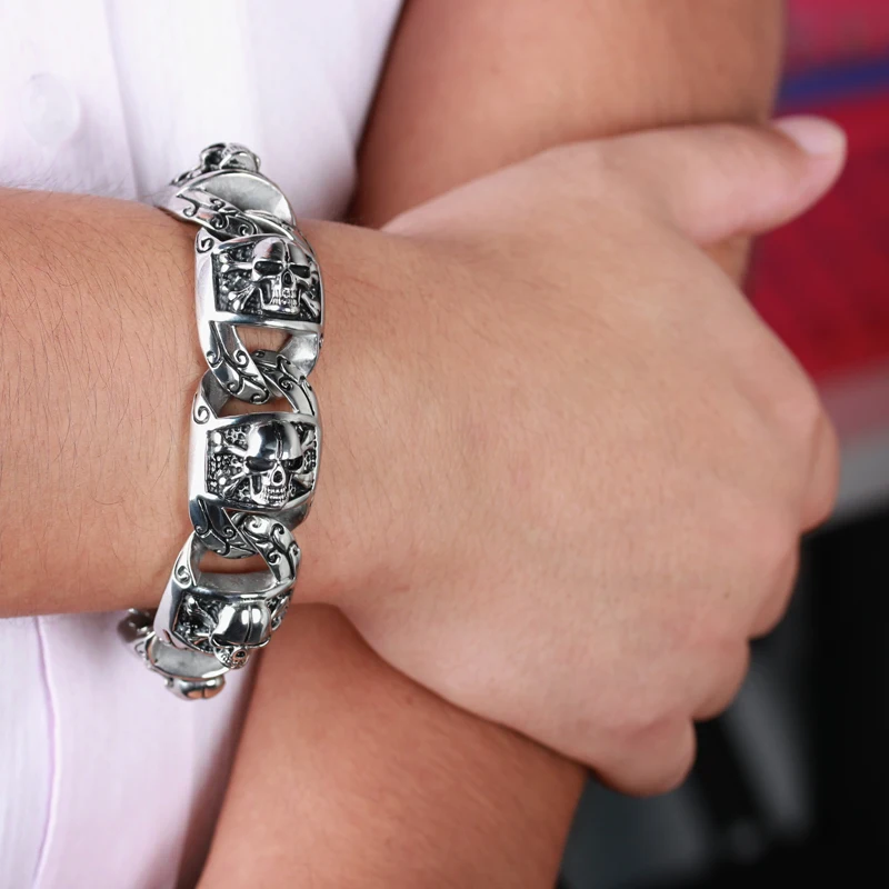 Мужской браслет цепь в виде черепа из нержавеющей стали 316L 26 мм 8 7 дюйма|bracelet