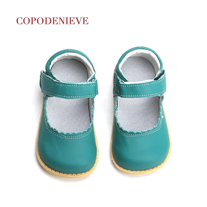 Peacock blue COPODENIEVE/; Винтажная обувь на плоской подошве для маленьких девочек; обувь Mary Jane из натуральной кожи для маленьких детей; цвет розовый, белый, черный; модельные туфли - Цвет: Peacock blue