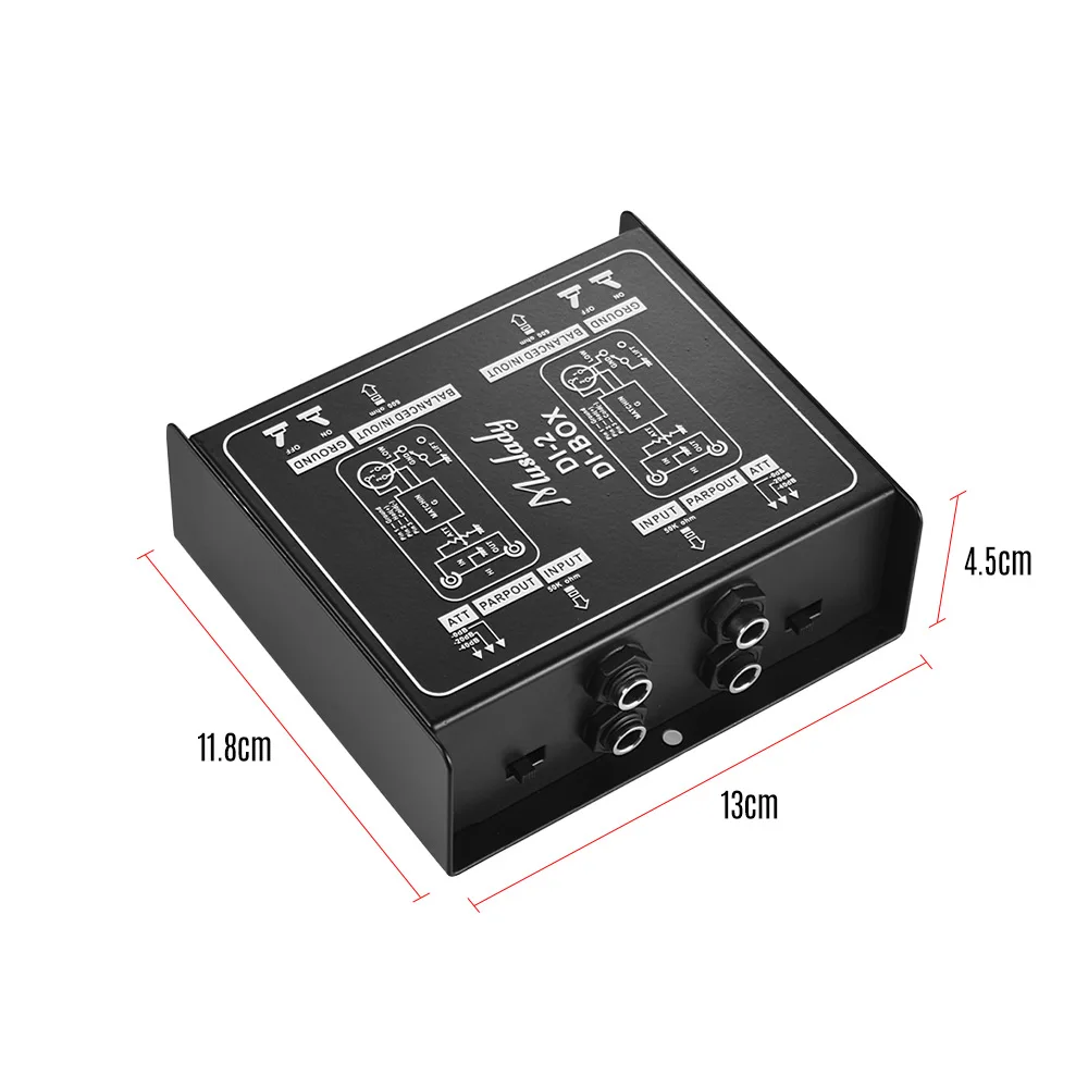 Muslady DI-2 двухканальный DI-Box Injection Audio Direct Box преобразователь сигнала с XLR TRS