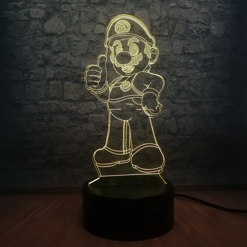 С мультяшным персонажем &quotМарио&quot 3D светодиодный стол ночной Светильник USB