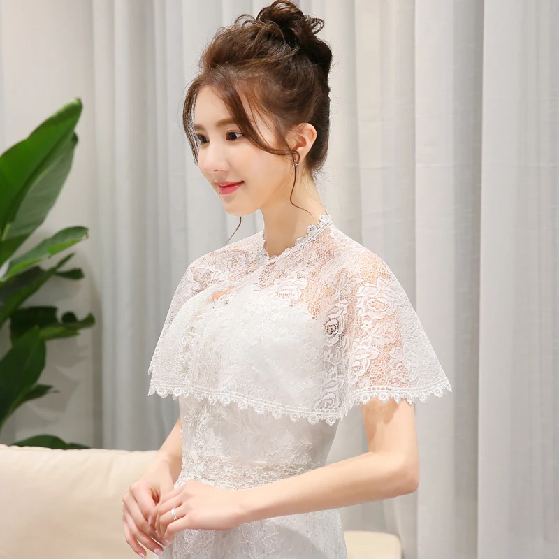 New Korean Style The Bride Thin Lace Summer Wedding Coats Cloak Shawl Generous And Beautiful 0409-01 | Свадьбы и торжества