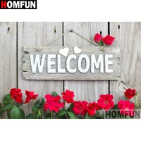 homfun full squareround drill 5d diy diamond painting flower text landscape embroidery cross stitch 3d home decor gift a13320
