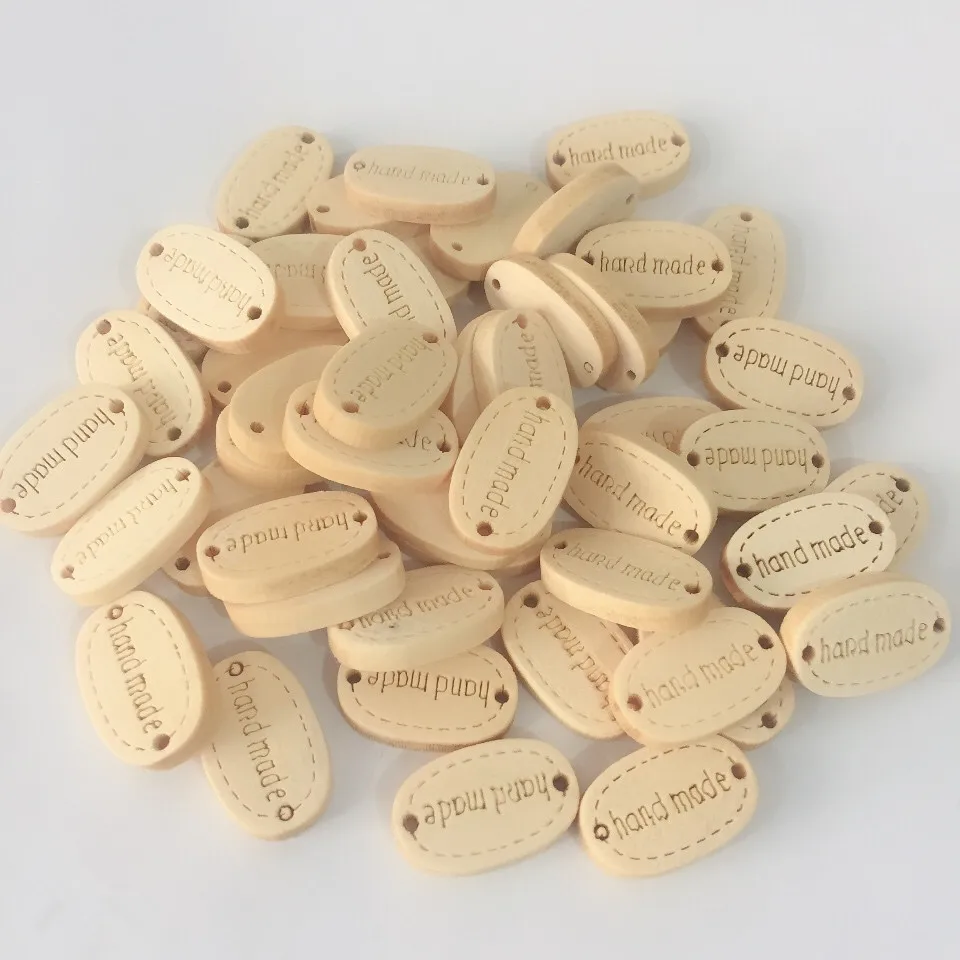 

1000pcs 18x11.5mm Natural Wood DIY Handmade Connectors Tags Rectangle Oval Embellishments Crafts With 2 Holes Buttons