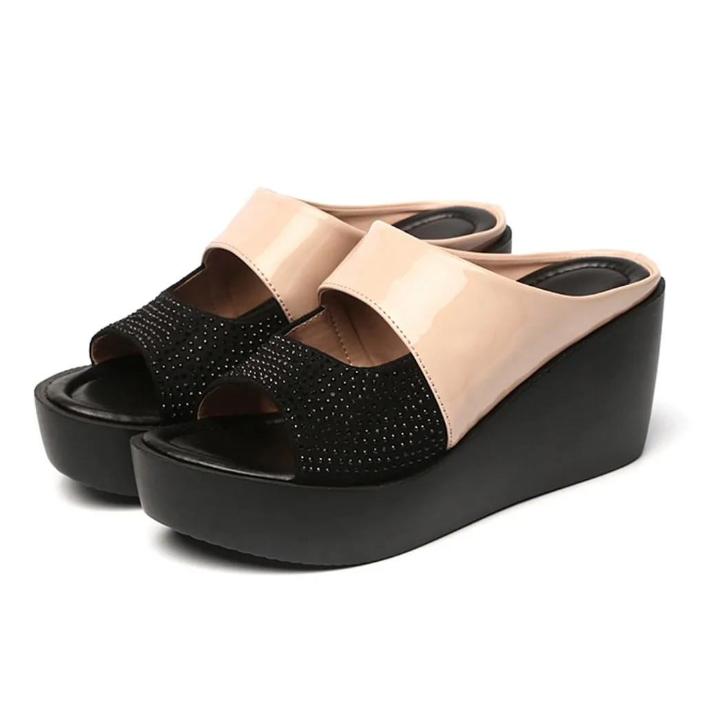 SAGACE тапочки; женская обувь на танкетке; женская повседневная обувь с открытым носком; летние женские пляжные сандалии в римском стиле; chinelo feminino