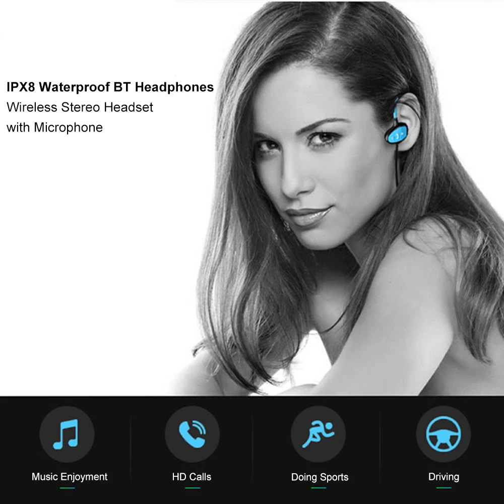 LAE 802 IPX8 водонепроницаемые Bluetooth наушники CSR Беспроводная стереогарнитура с