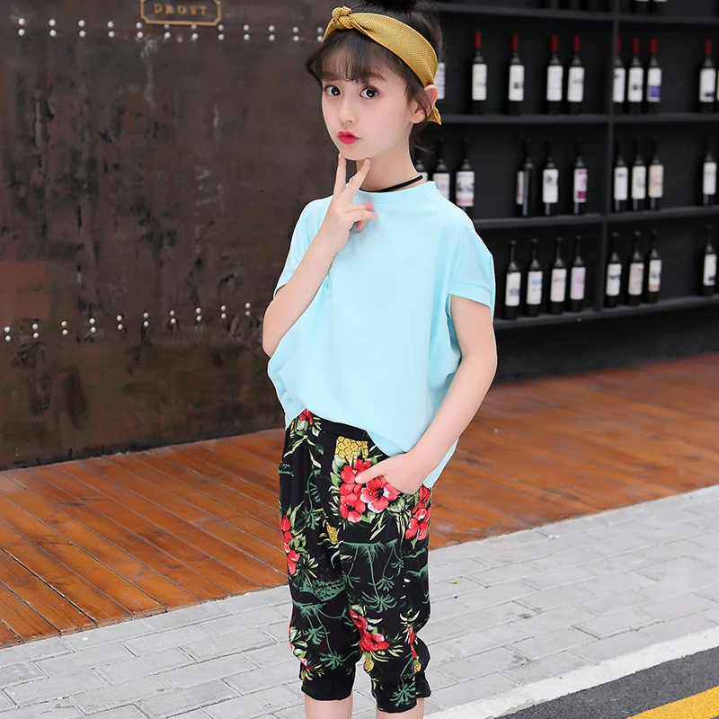 Летний комплект одежды для девочек-подростков костюм девочек детская одежда