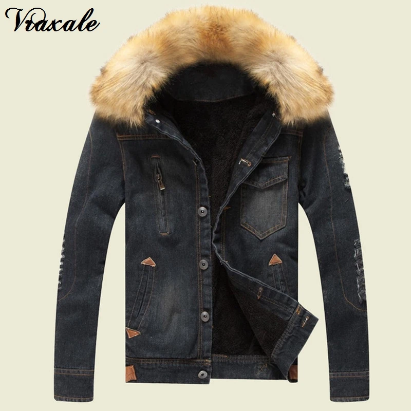 Для Мужчин's джинсовая одежда куртка мужчин на сезон осень-зима меховой
