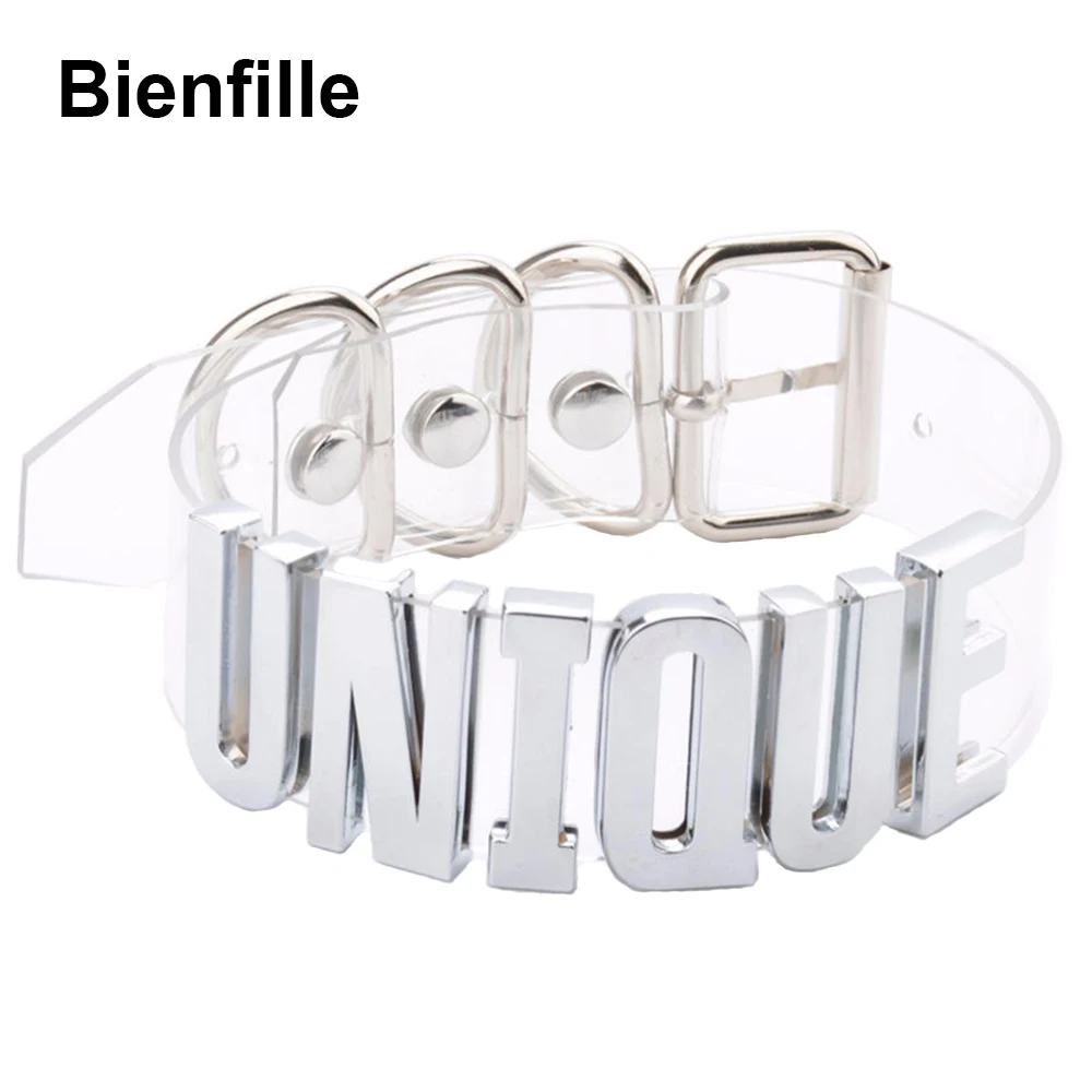 Уникальный буквенный воротник прозрачный из ПВХ виниловое прозрачное кожаное