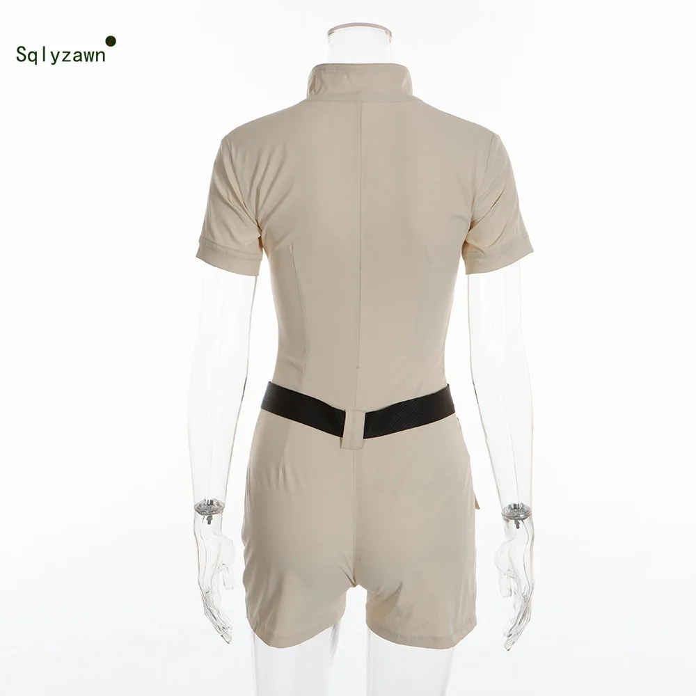 Женский однотонный Облегающий комбинезон цвета хаки Женские карго с карманами