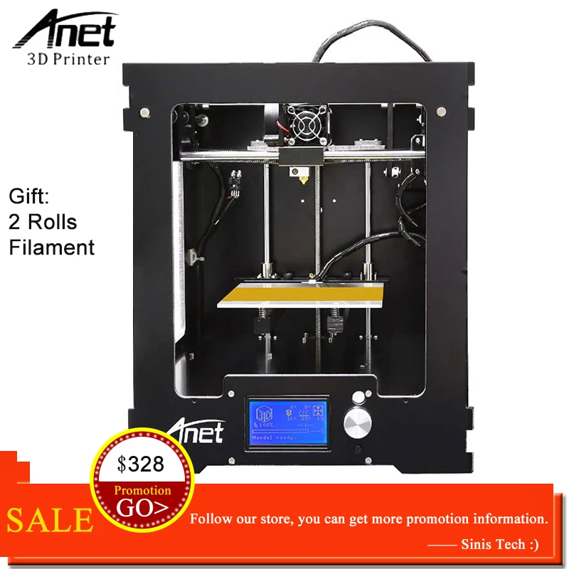 Anet A3 3D принтер машина полностью акриловый Собранный Reprap i3 комплект с нитью 8G sd