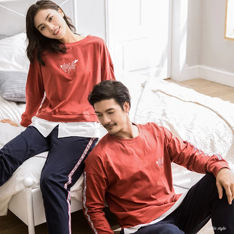 CherLemon пары Весна 100% хлопок Loungewear мода Ложные два предмета пуловер с длинными