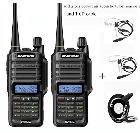 Профессиональный иди и болтай walkie talkie “иди и Водонепроницаемый 20 км Boafeng uv-9r плюс uv9r полиции сканер любительская радиостанция uv9r-era для переносного приемо-передатчика - Цвет: 1cable 2 air headset