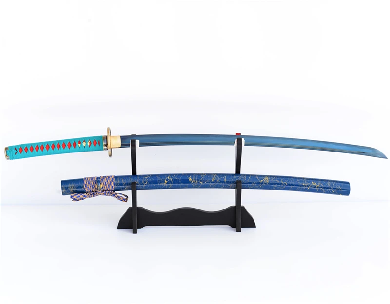 SHI JIAN голубая кожа катана 1060 острые лезвия из углеродистой стали Hi Full Tang Iaido