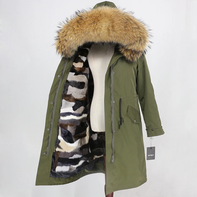 OFTBUY X-длинное пальто с натуральным мехом, зимняя куртка, Женская парка с натуральным мехом, подкладка из меха норки, воротник из меха енота и лисы, капюшон, теплая уличная одежда