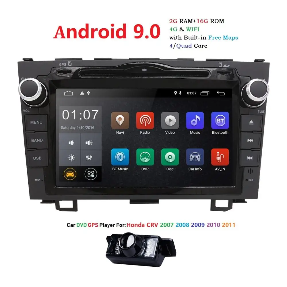2 din автомобильный dvd gps навигация Android 9 0 для HONDA CRV CR V 2006 2011 Автомобильный плеер