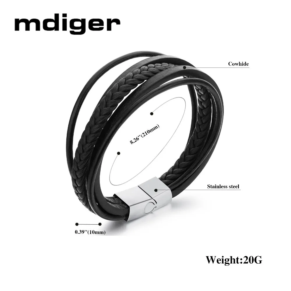 Mdiger Модные Простые несколько слоев Круглый Шнур Браслеты Шарм винтажные кожаные