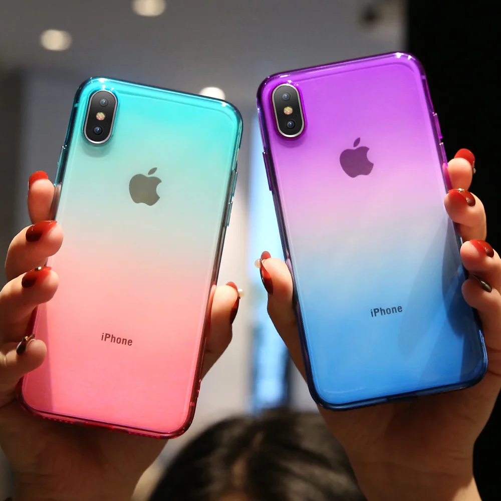 KISSCASE Graient Phone Case For iPhone XR XS Max 5s 5 SE Soft Silicone Cover 6 6s 7 8 X Plus |