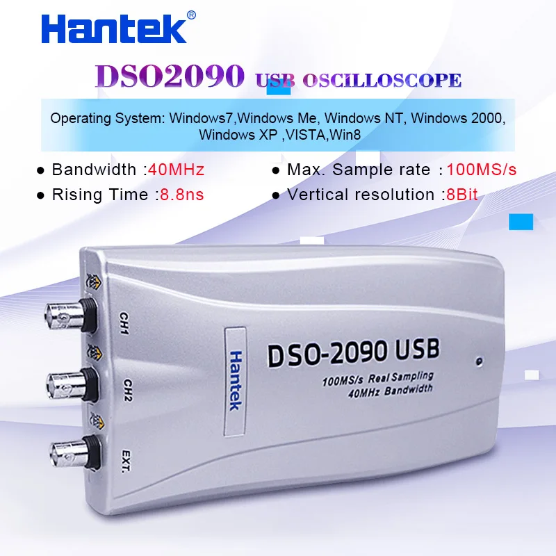Hantek DSO-2090 портативный цифровой осциллограф 2 канала 40 МГц полоса пропускания USB осциллограф для ПК 100 мс/с официальный и