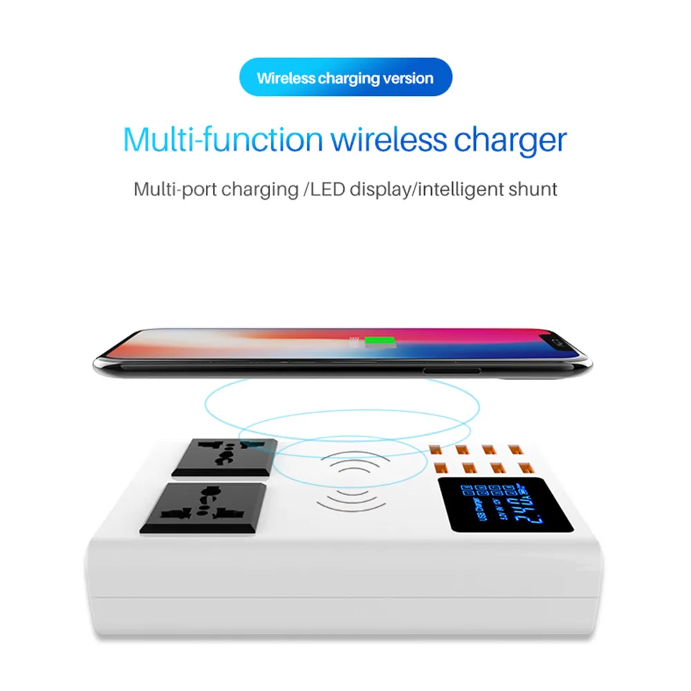 KISSCASE 8USB + двойное Универсальное зарядное устройство переменного тока 10 Вт Qi