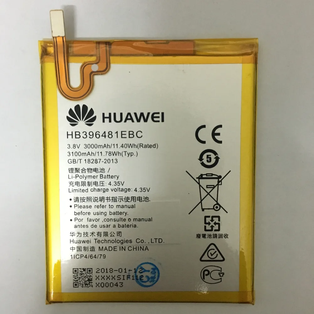 Оригинальный аккумулятор HB396481EBC литий ионный для телефона Huawei ASCEND G7 PLUS HONOR 5X G8 G8X RIO
