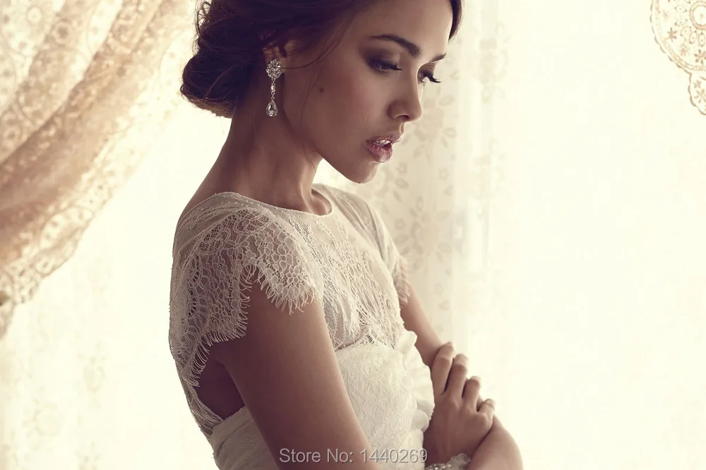 Элегантное кружевное свадебное платье до пола с юбкой годе по индивидуальному