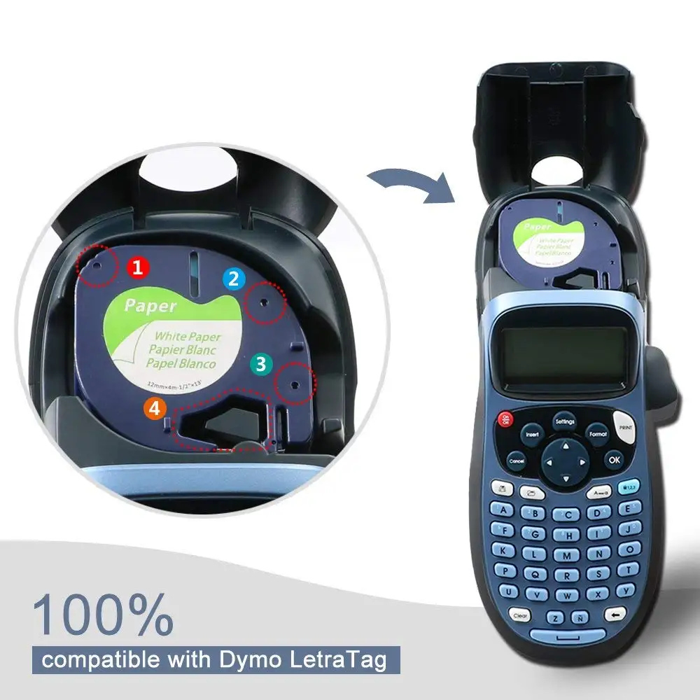 Oozmas 10 упаковок 12 мм 91200 совместимый с Dymo пластиковый LT кассета для печати этикеток