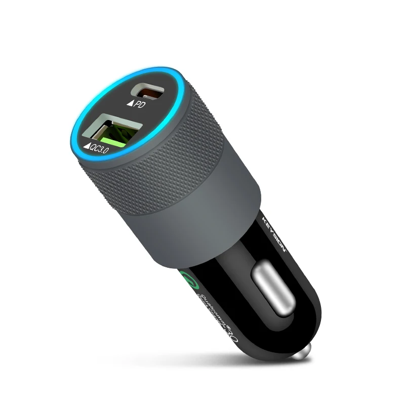 Only Car Charger KEYSION 2 порта USB-C PD быстрое автомобильное зарядное устройство для iPhone XS Max XR 8 Plus QC 3,0 Быстрая зарядка для samsung S9 для Xiaomi - Тип штекера: Only Car Charger