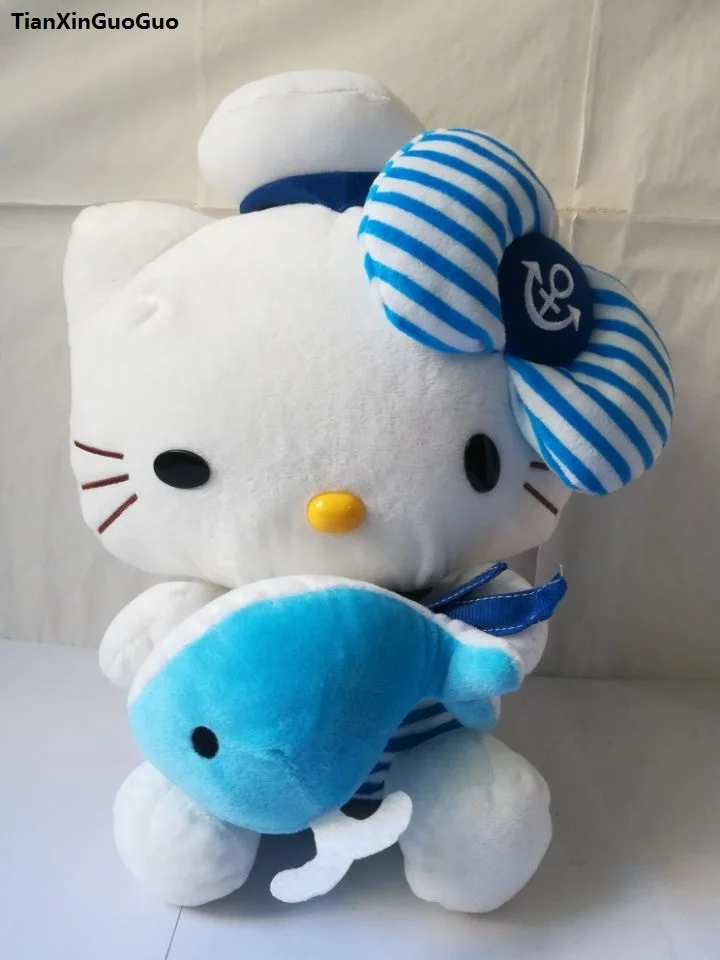 

navy suits blue stripes bowtie design cat large 35cm kitty plush toy hug small dolphin soft doll throw pillow birthday gift w181