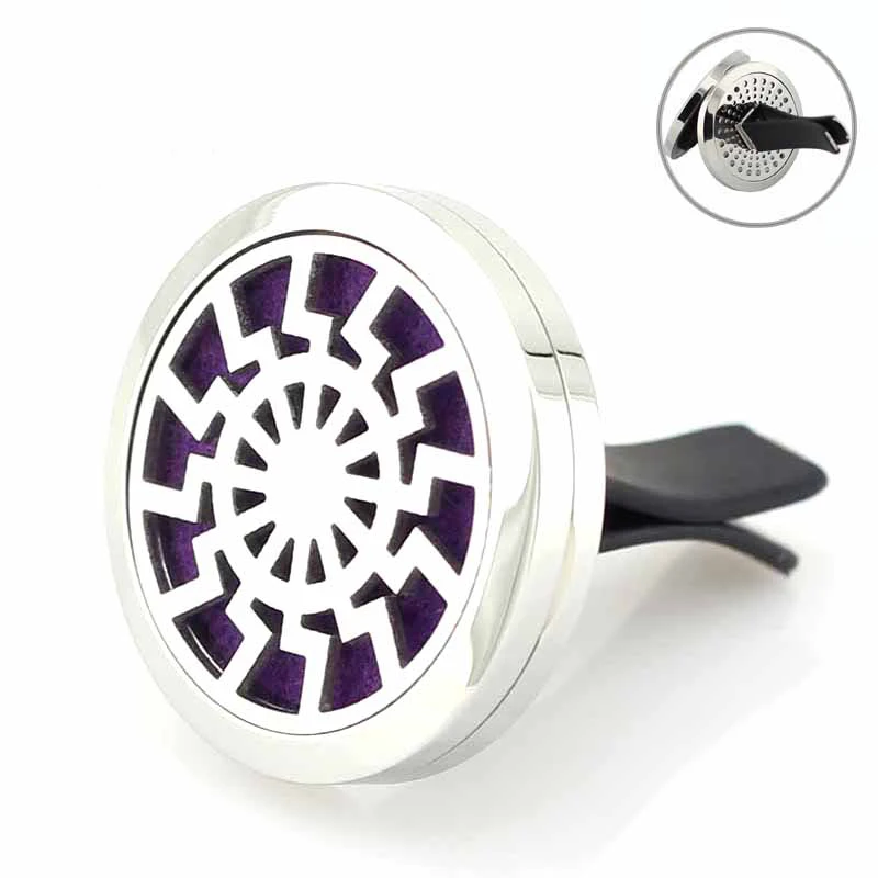 

30mm Stainless Steel factory wholesale essential oil car diffuser for aromatherapy with vent clip