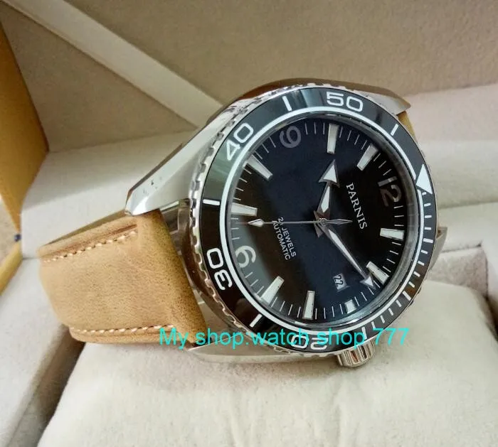 Часы мужские 45 мм парниш японский 21 драгоценность автоматический механический