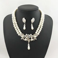 fashion jewelry accessories wholesale bride necklace earrings zircon pearl two piece set wedding dinner accessorieschh226