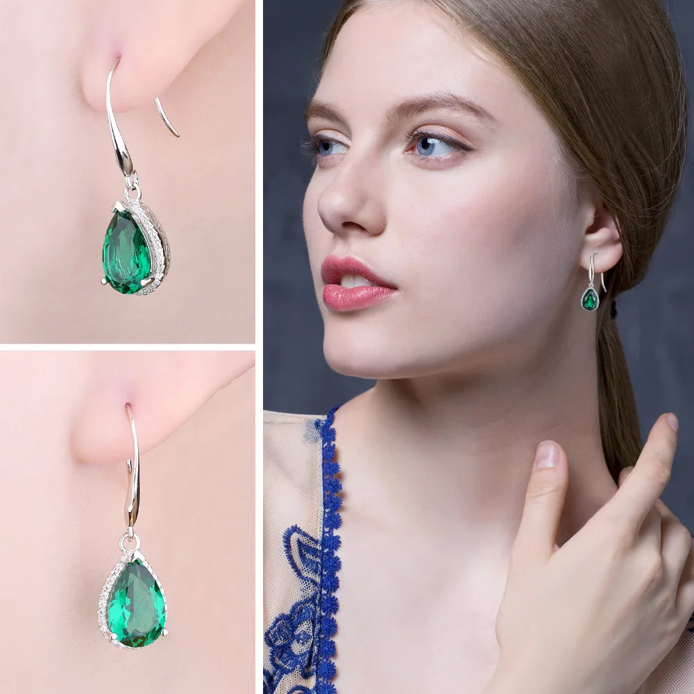 Jewelrypalace груша 5.4ct создания Изумрудный Длинные висячие серьги Твердые 925