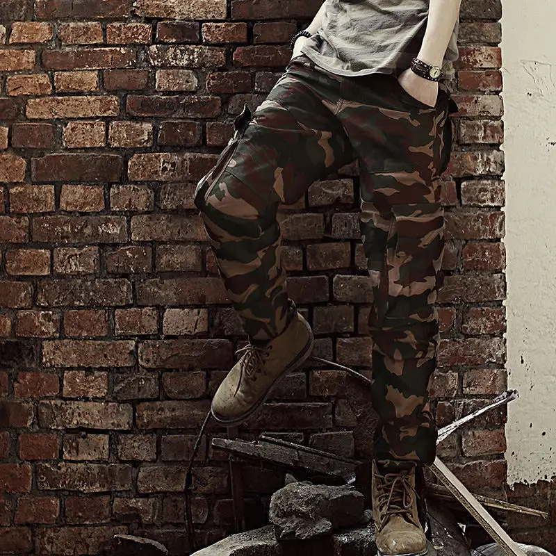 Брюки карго мужские свободного покроя повседневные штаны много карманов длинная