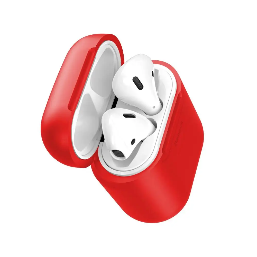 Baseus беспроводной зарядный Чехол-приемник для AirPods Силиконовый ТПУ ультра тонкий чехол для Apple Airpods Поддержка беспроводной зарядки - Цвет: RED