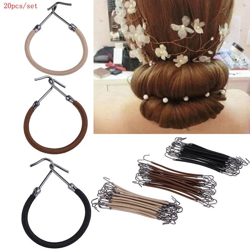 

20Pcs Rubber Bands Hair Braid Elastic Clips Ponytail Hooks Headband Hair Claw Hair Clips Thick/Curly Hair Styling Tools