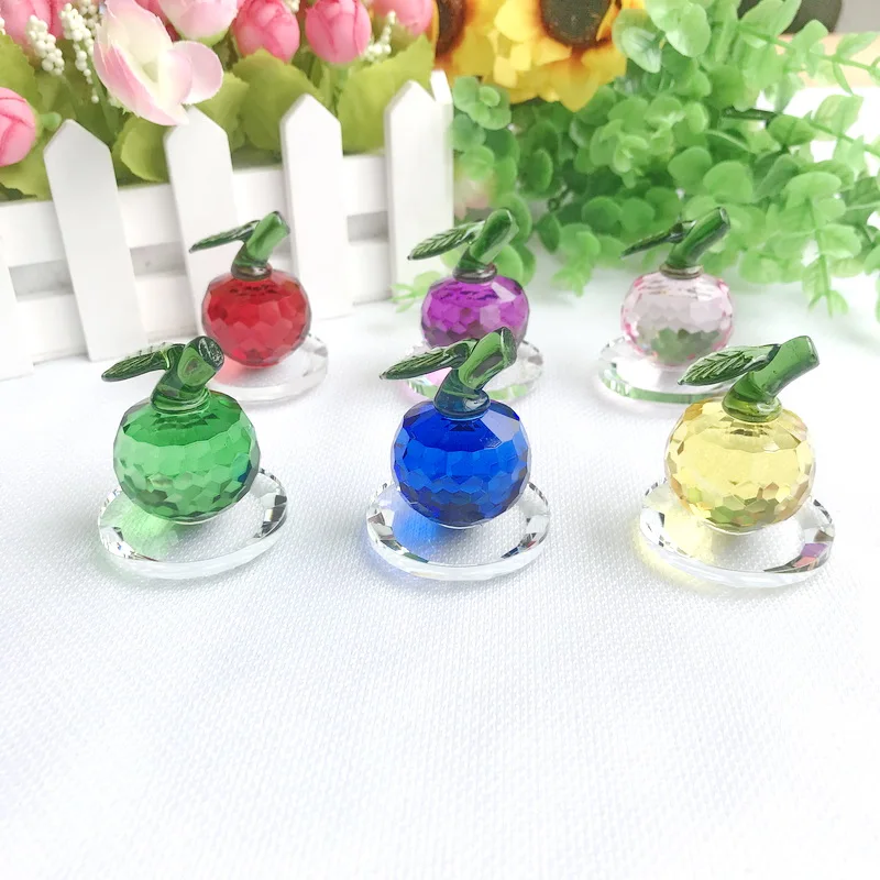 (18pcs/Lot)FREE SHIPPING+Choice Crystal Collection Colorful Crystal Apple Figurines Birthday Party Souvenir Crystal Paperweight