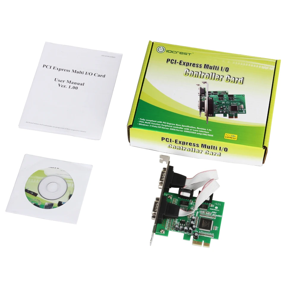 IOCREST мощьip MCS9922 чип PCI Express 2 порта мульти Последовательный rs232 db9 com карта PCI-e двойной порт I/O контроллер карты