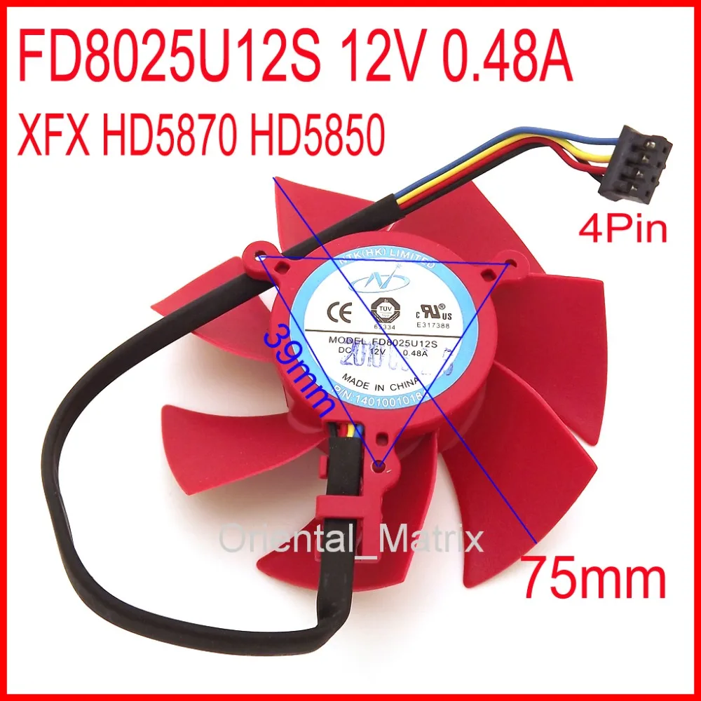 Бесплатная доставка NTK FD8025U12S 12 В 0 48 а 75 мм 39x39x39 для XFX HD5870 HD5850 кулер видеокарты
