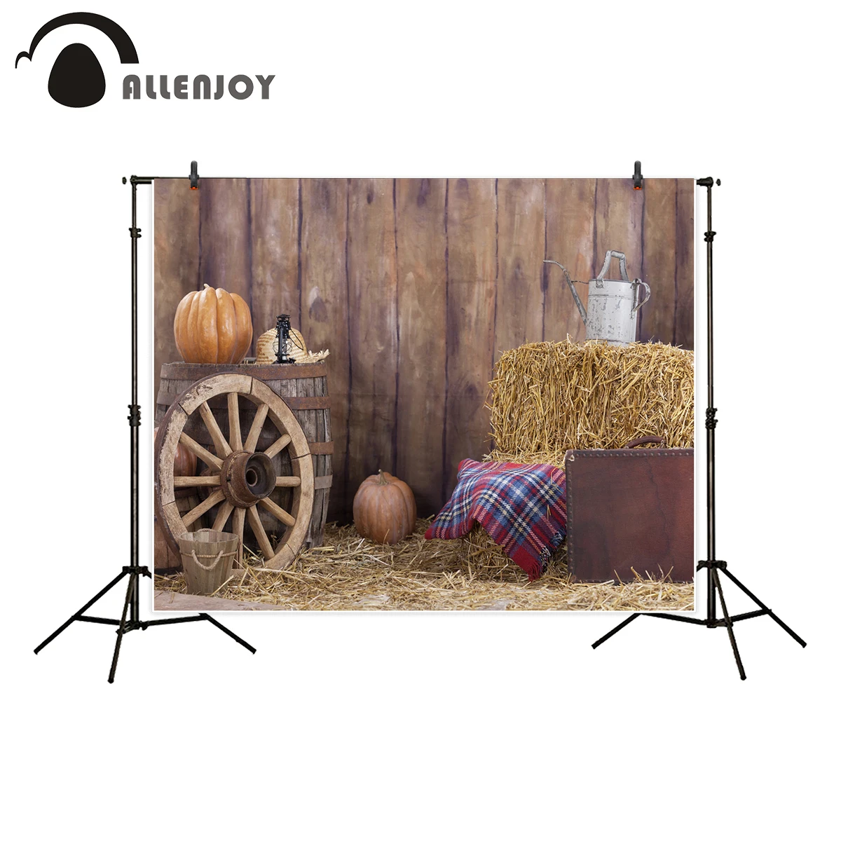 Фоны Allenjoy для фотостудии Западная винтажная сцена сарая старое колесо