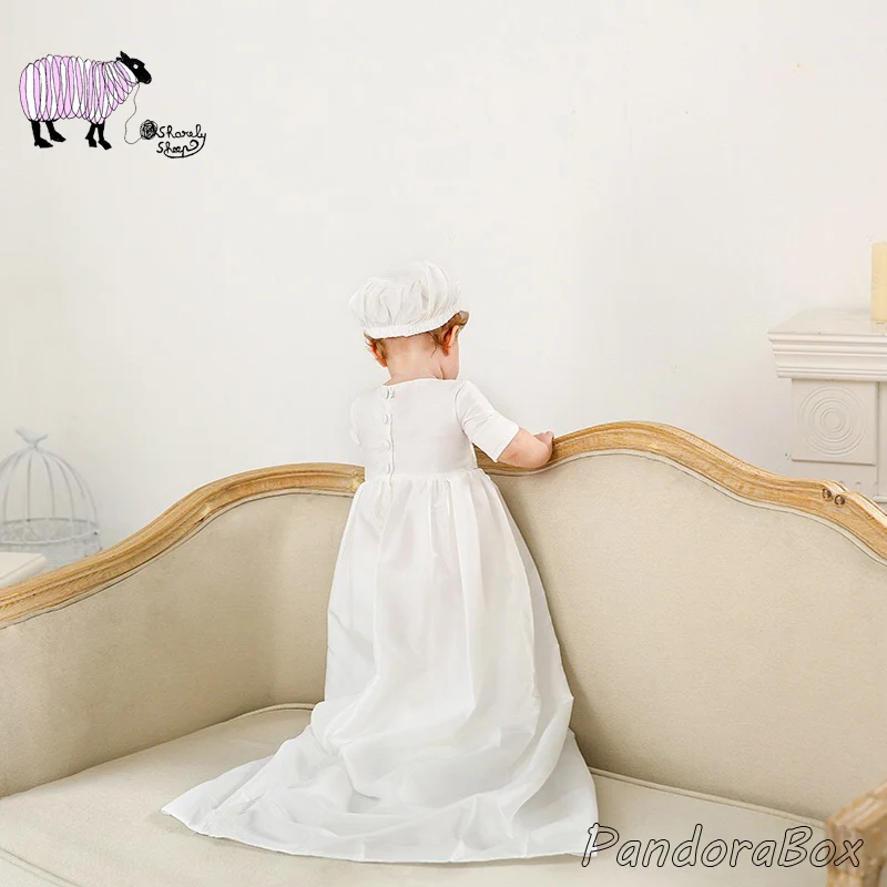 Baby Boy Baptism White Gowns Photography Props Infant Shower Christening Outfits Set Birthday Photo Shoot Blessing Clothes |