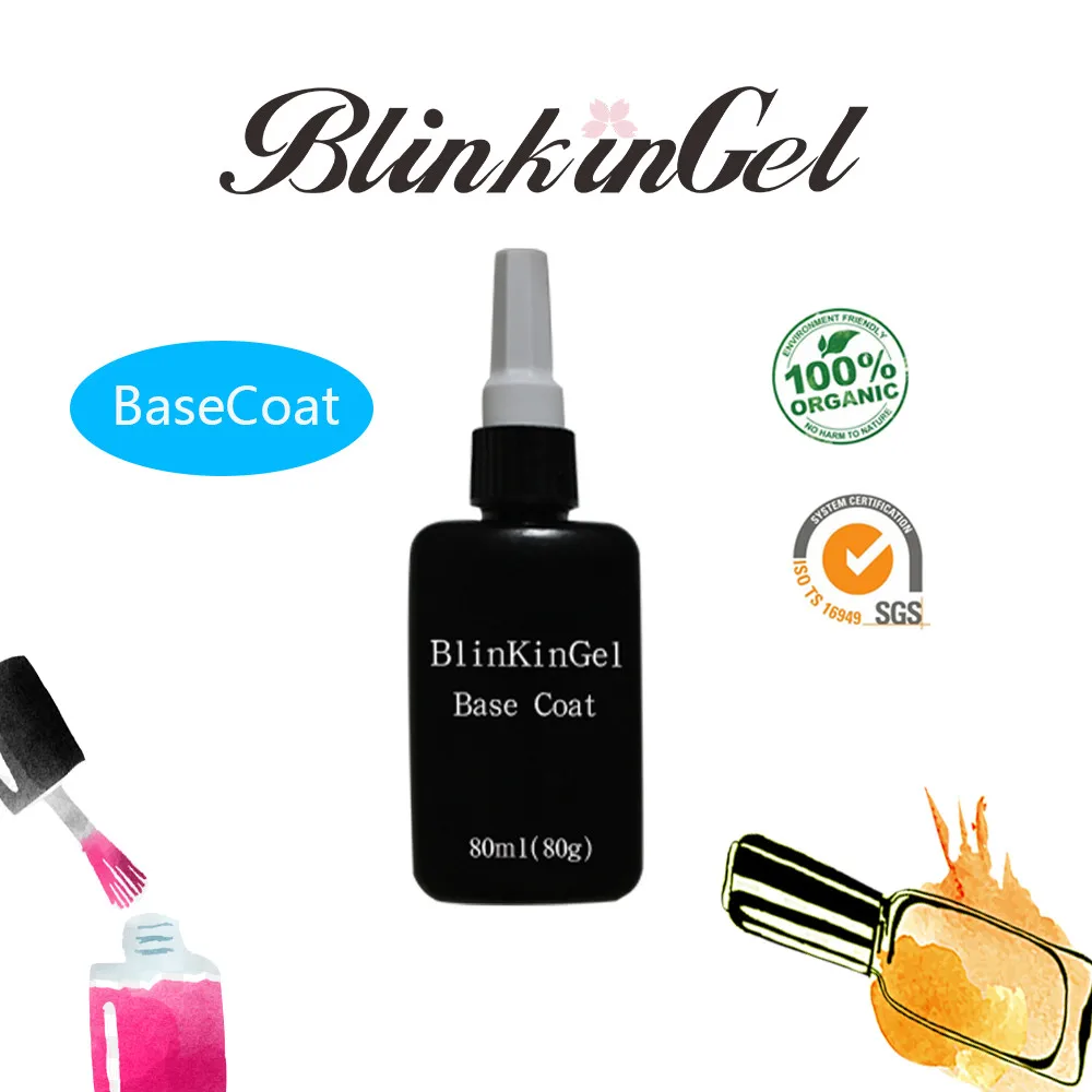 Blinkingel 80 мл Топ Основа для ногтей Гель лак permanente Soak Off Gel покрытия прозрачный gellak УФ